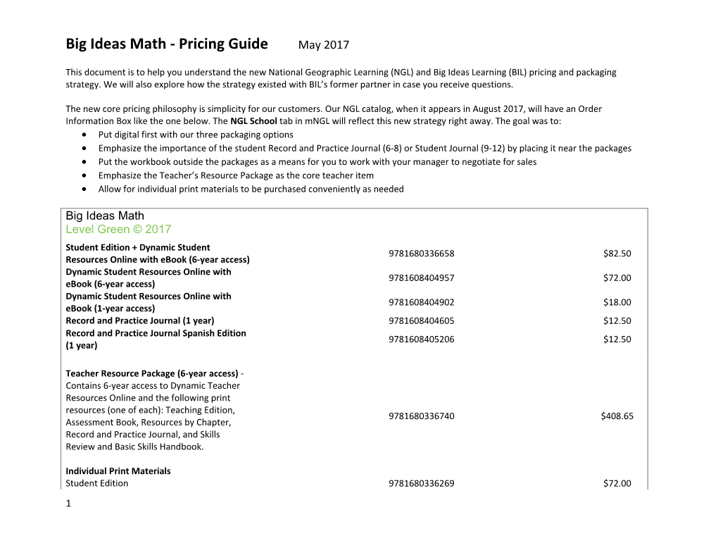 This Document Is to Help You Understand the New National Geographic Learning (NGL) And