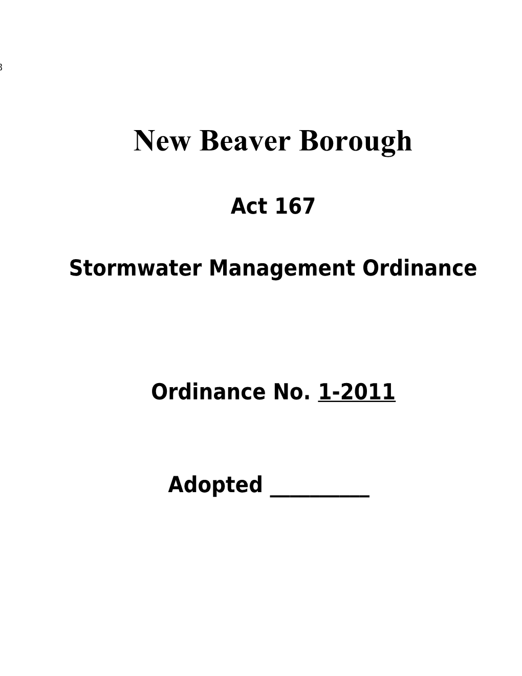 Act 167 Stormwater Management Ordinance