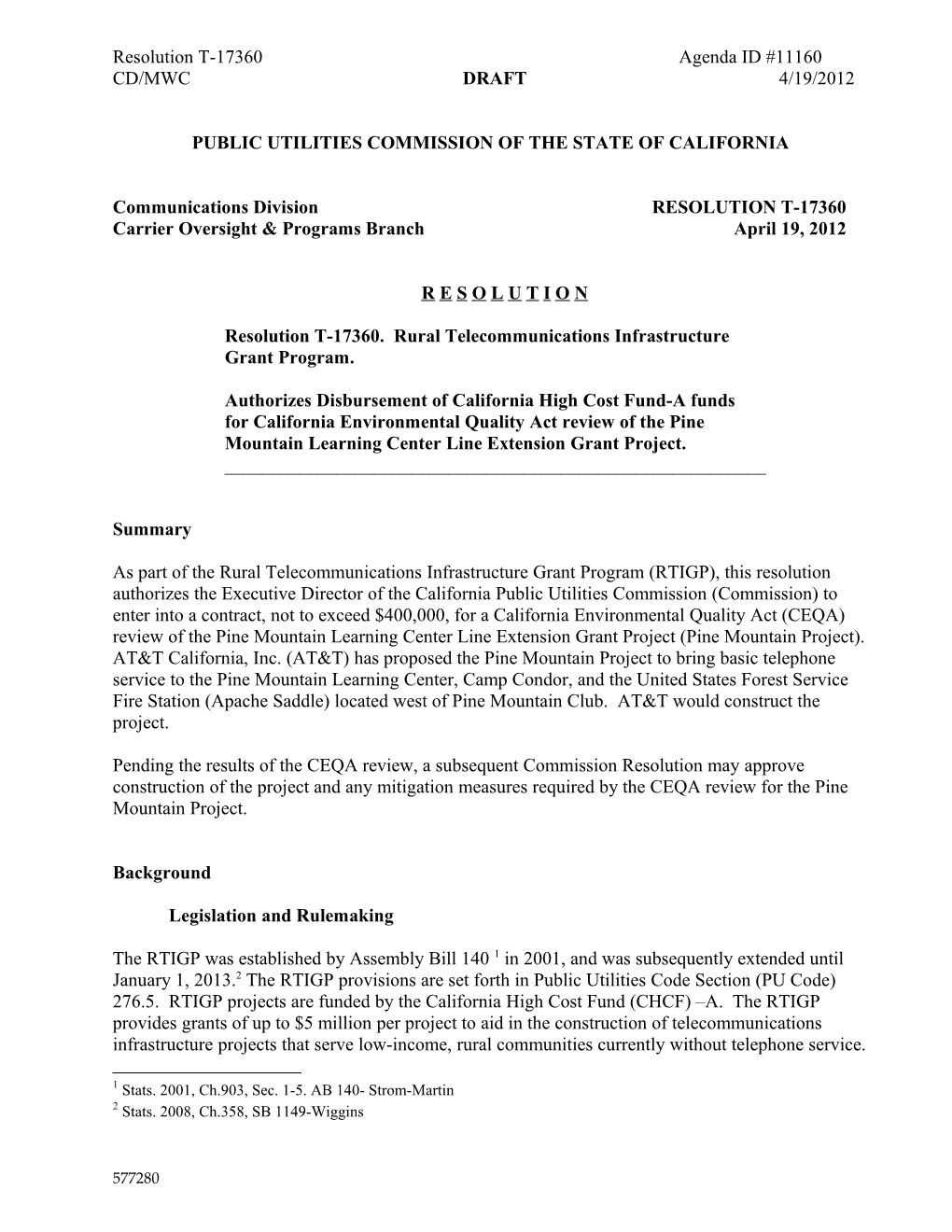 Public Utilities Commission of the State of California s96