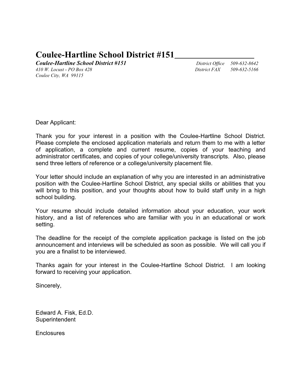 Coulee-Hartline School District #151