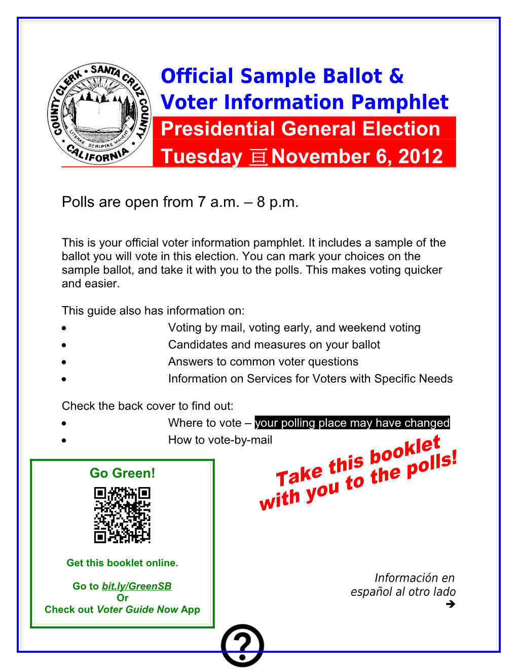 Official Voter Information Pamphlet