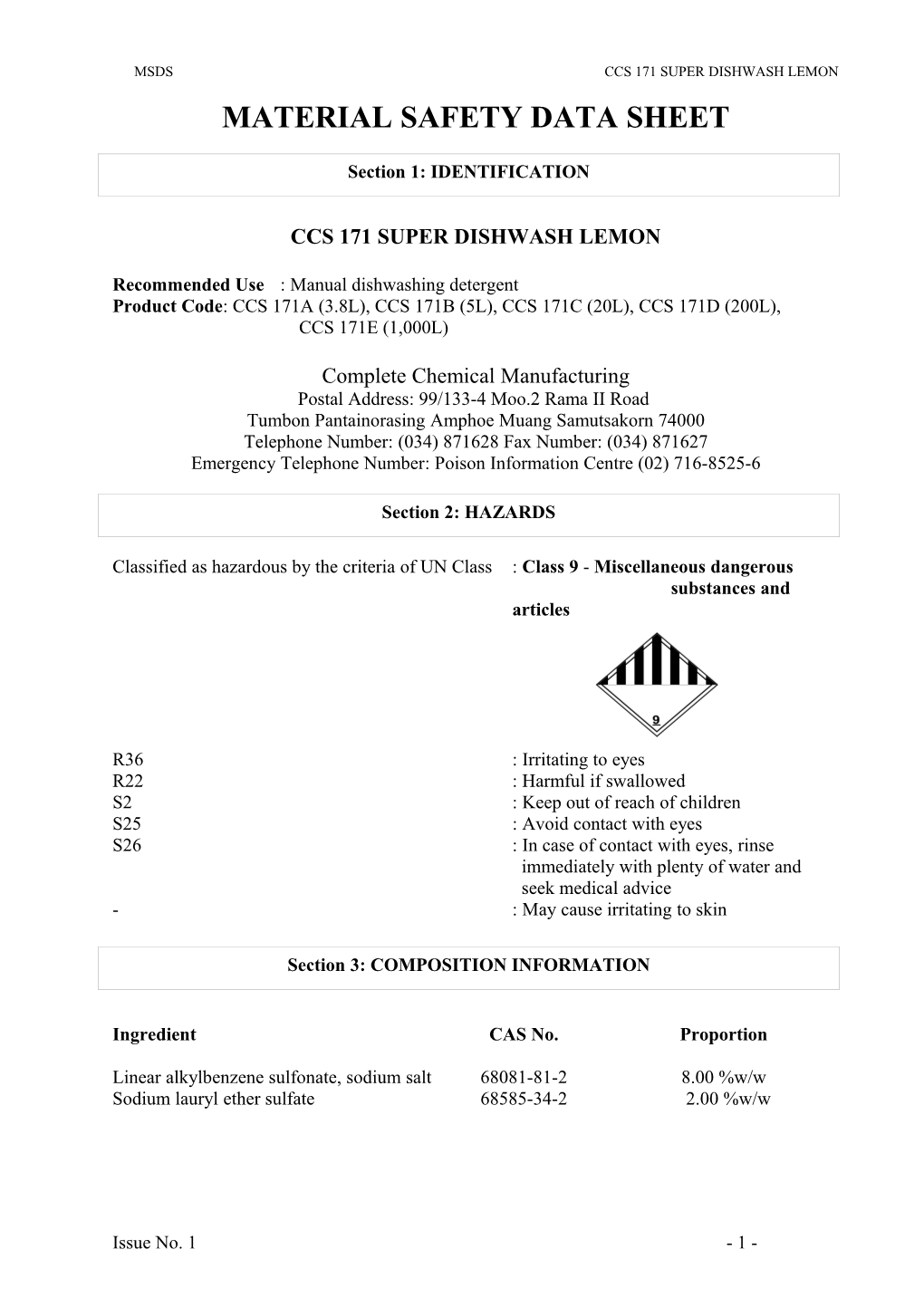 Material Safety Data Sheet s49