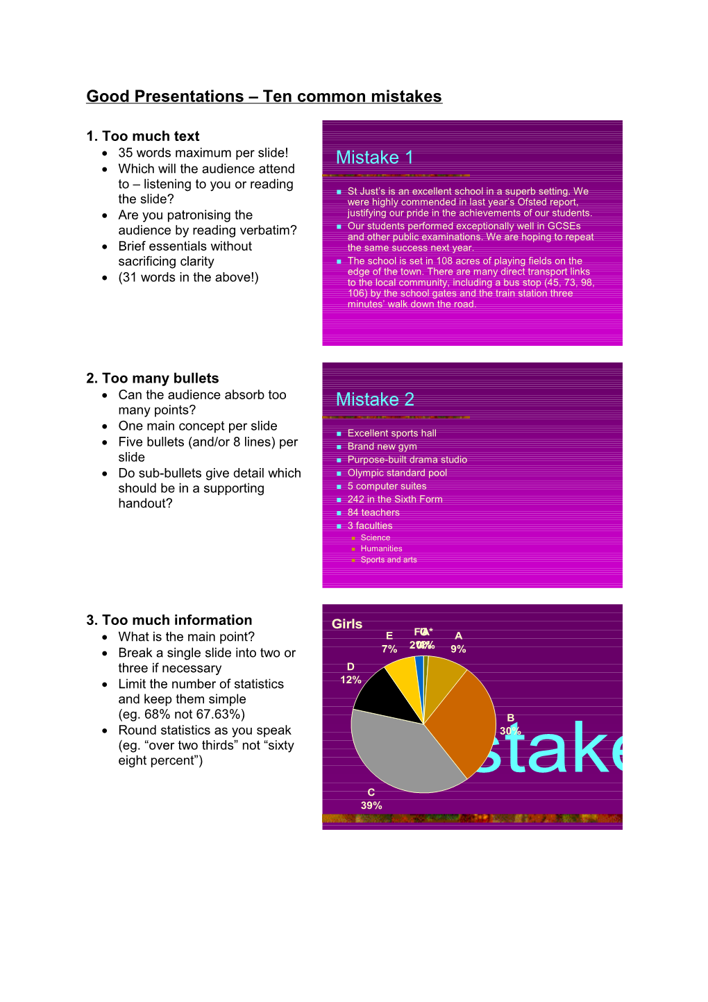 Good Presentations Ten Common Mistakes