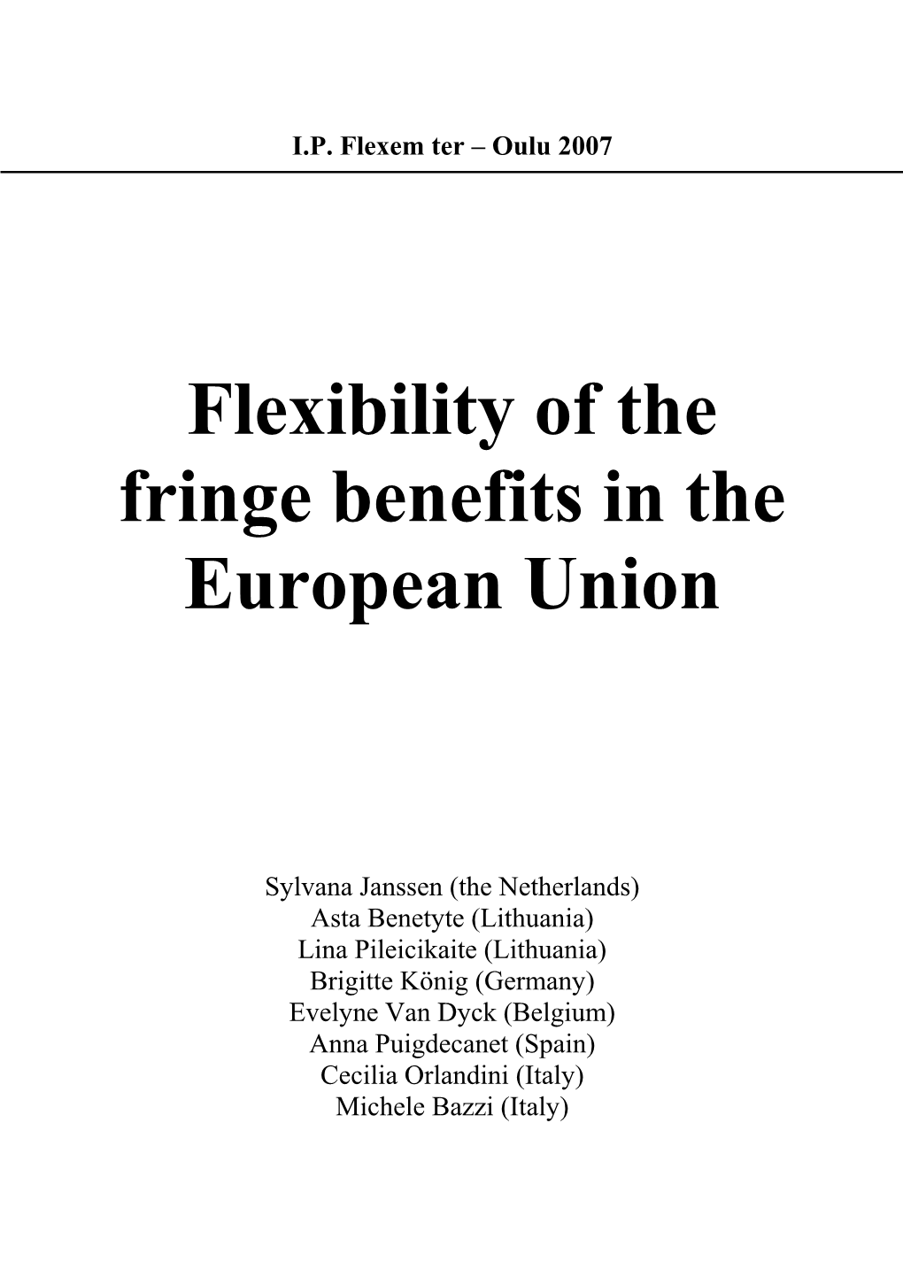 Flexibility of the Fringe Benefits in the European Union