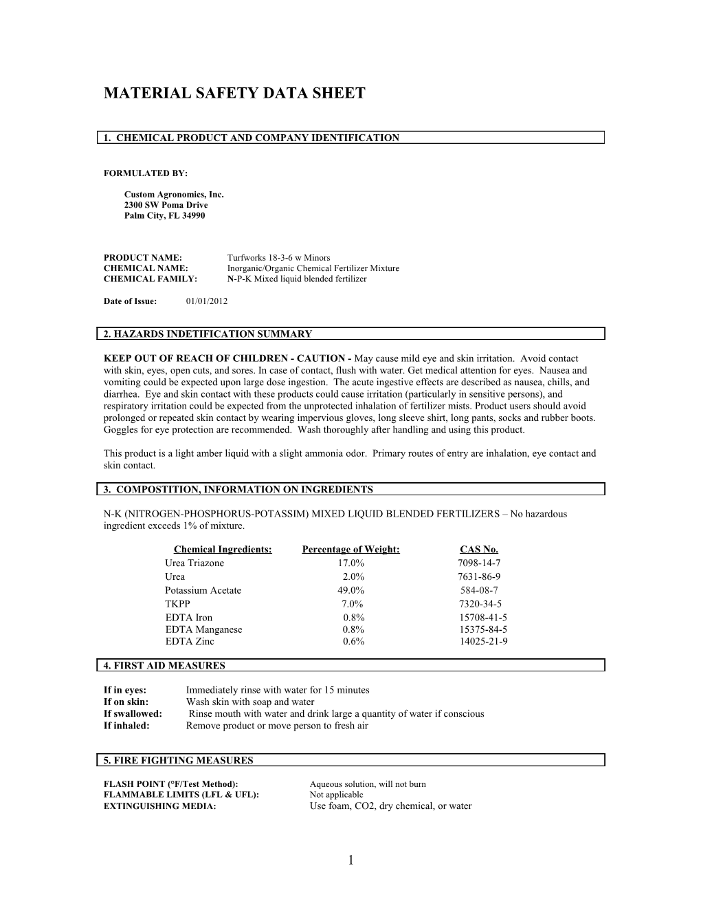 Material Safety Data Sheet s21