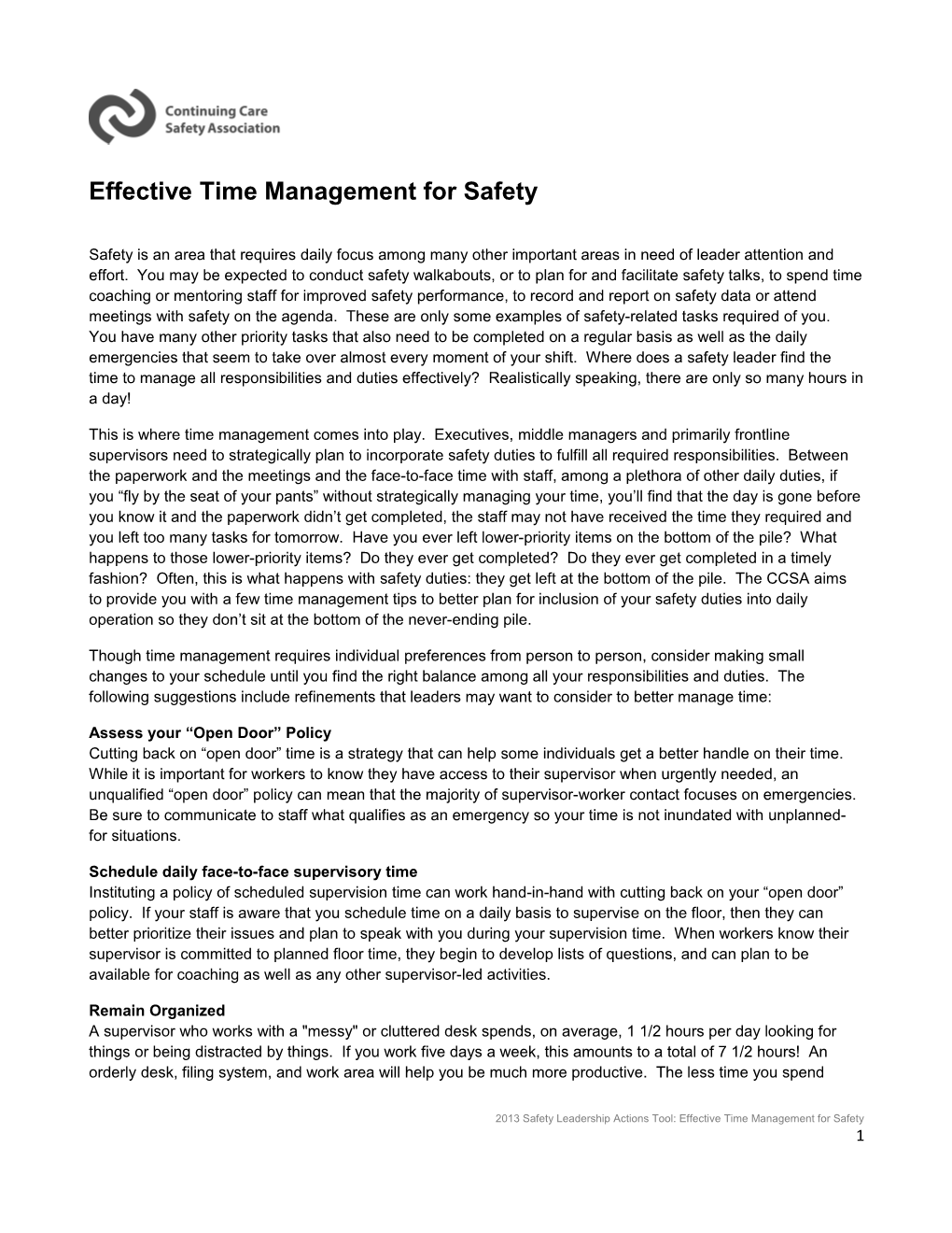 Effective Time Management for Safety