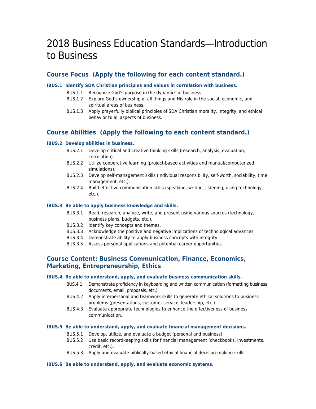 Course Focus (Apply the Following for Each Content Standard.)