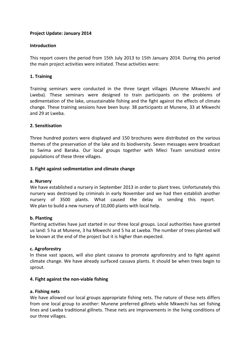 3. Fight Against Sedimentation and Climate Change