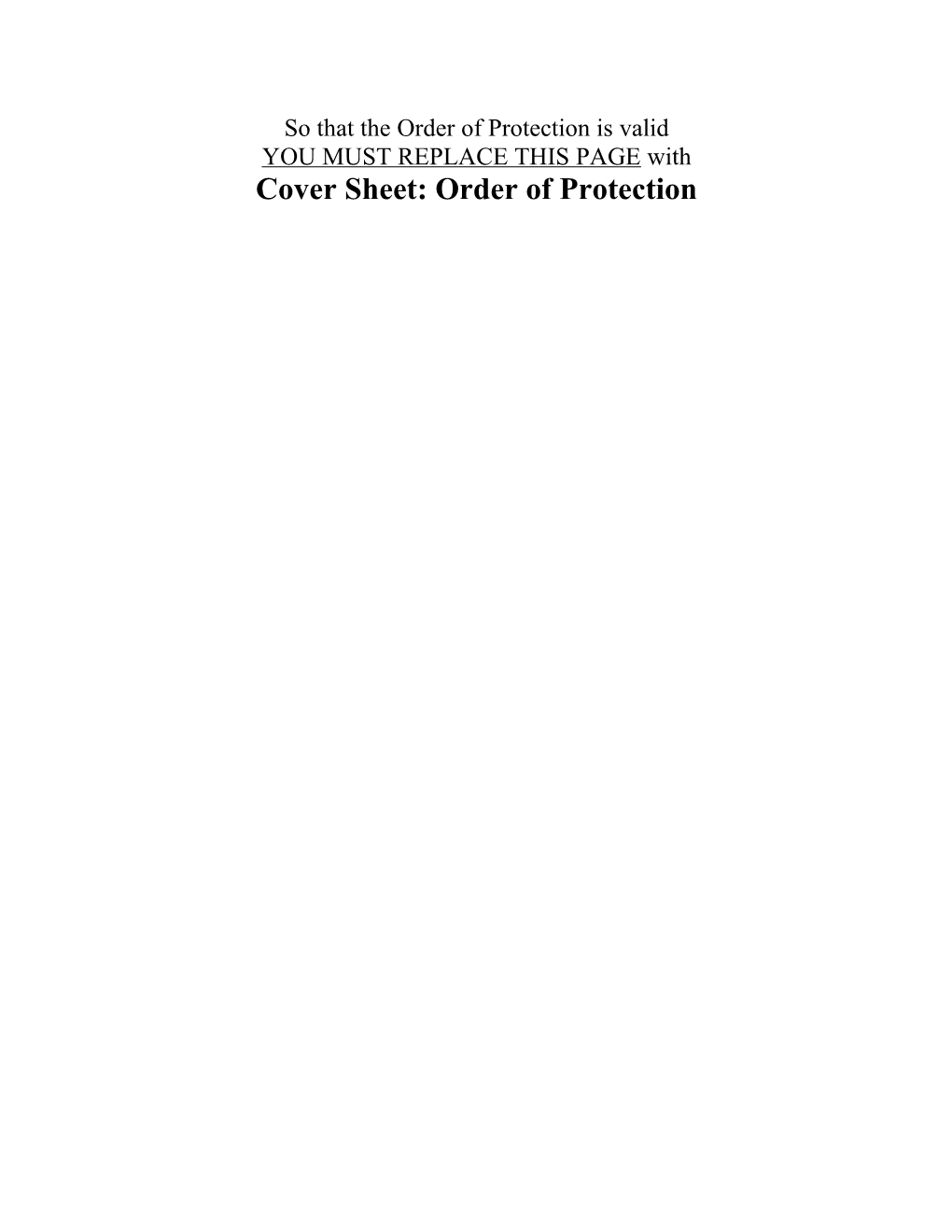 Cover Sheet: Order of Protection s1