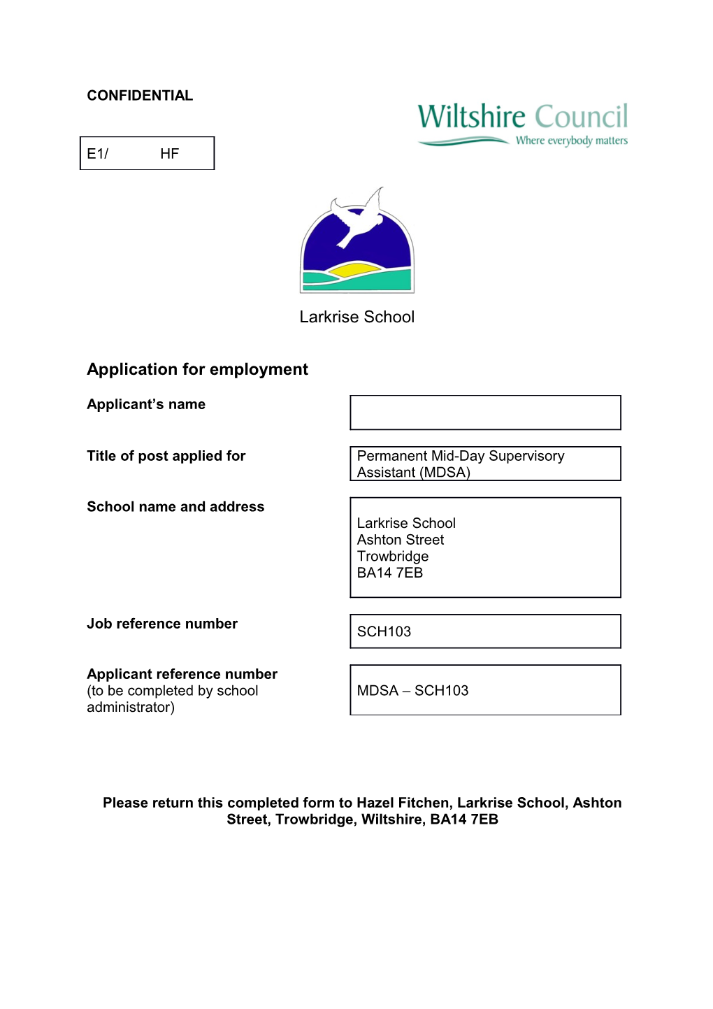 Guidance for Completion of the Application for Employment Form