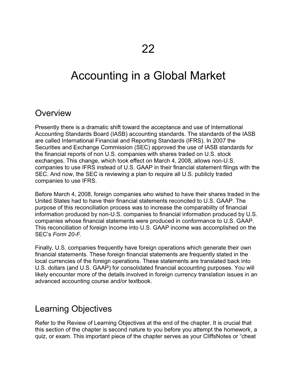 Accounting in a Global Market