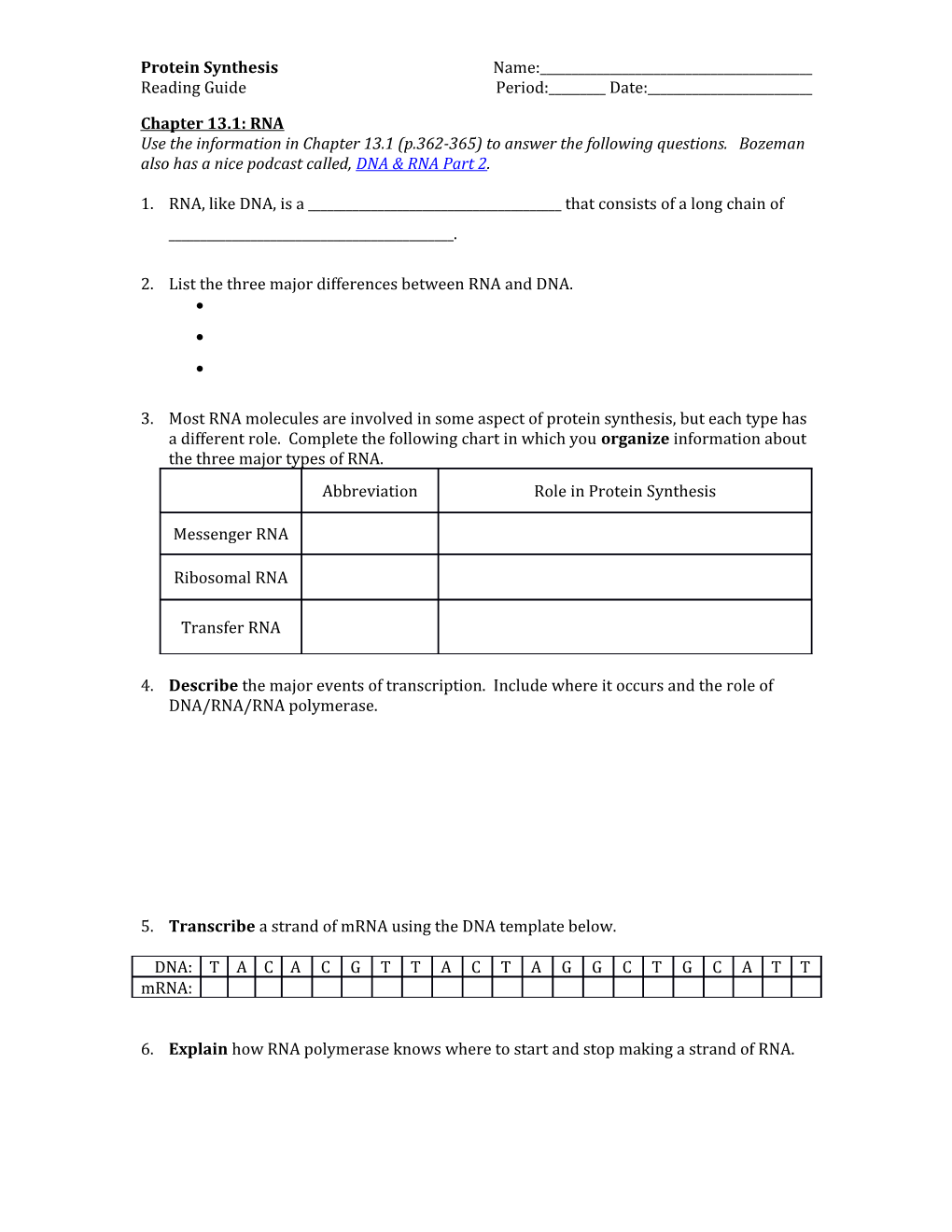 Use the Information in Chapter 13.1 (P.362-365) to Answer the Following Questions. Bozeman