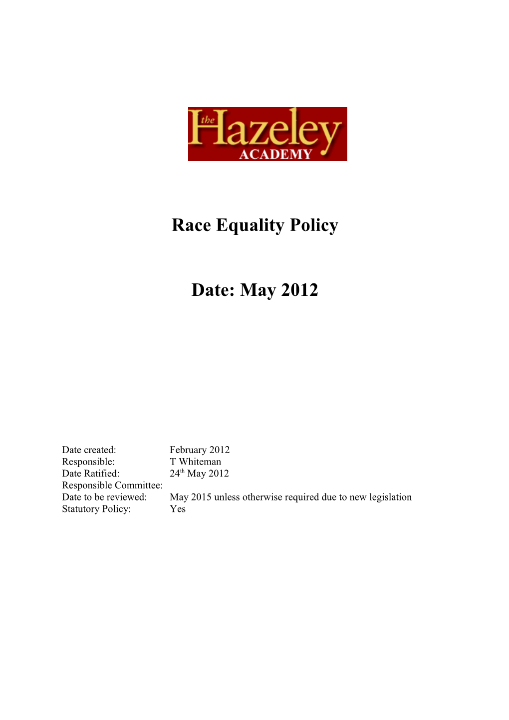 Race Equality Policy