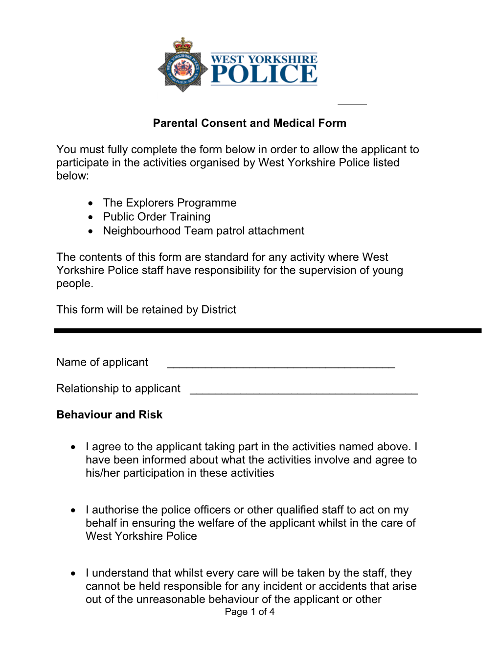 Explorers Parental & Media Consent Form 2010