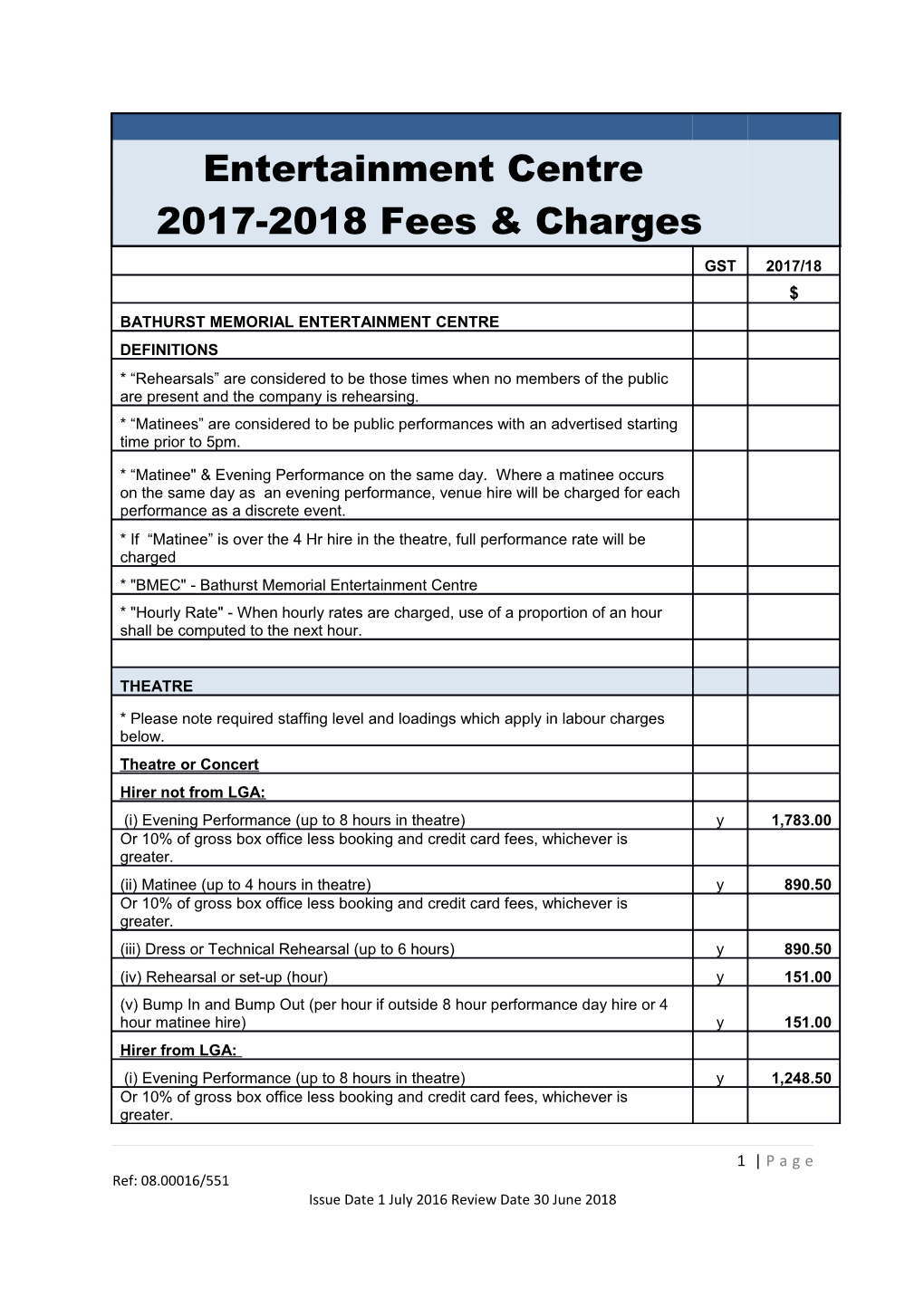 Issue Date 1 July 2016 Review Date 30 June 2018