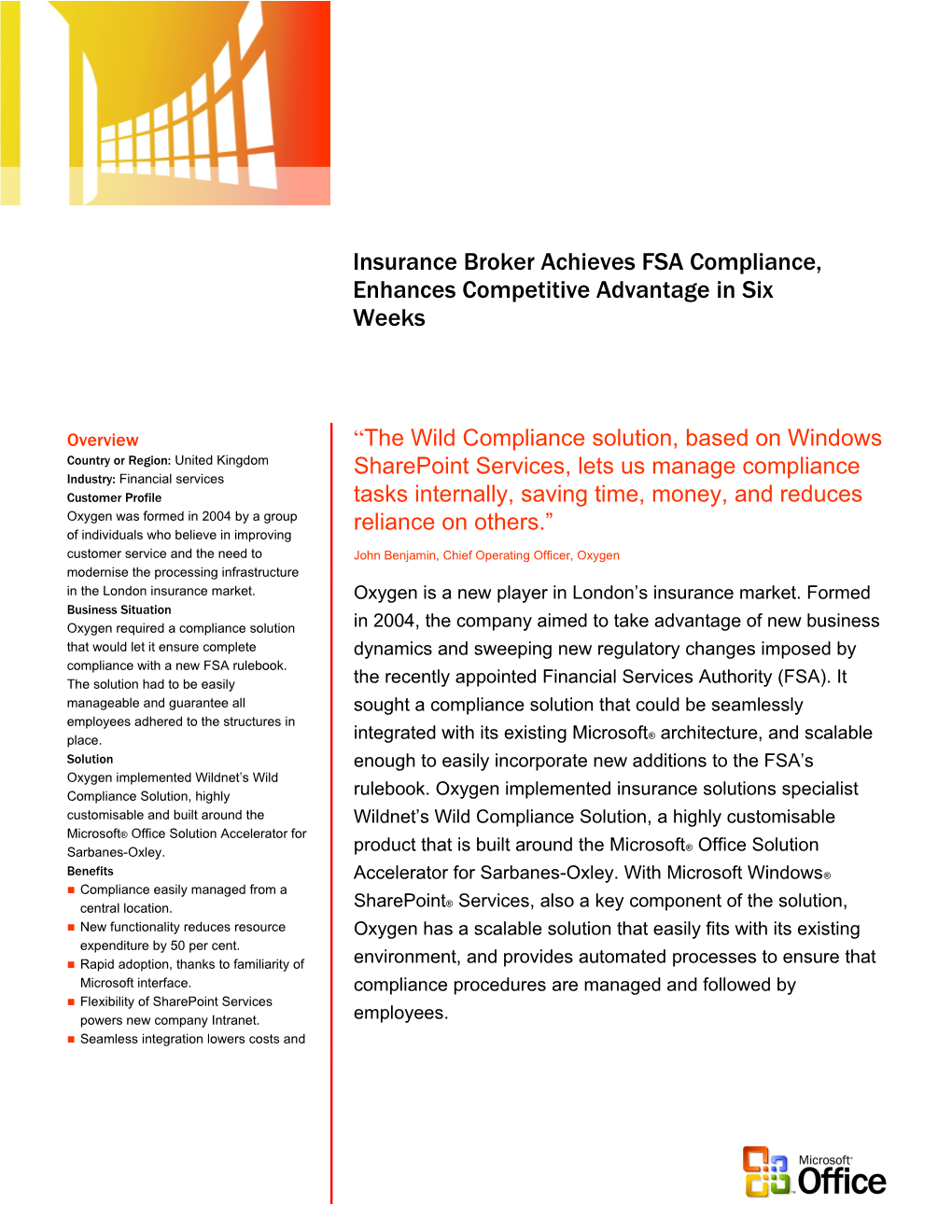 Insurance Broker Achieves FSA Compliance, Enhances Competitive Advantage in Six Weeks