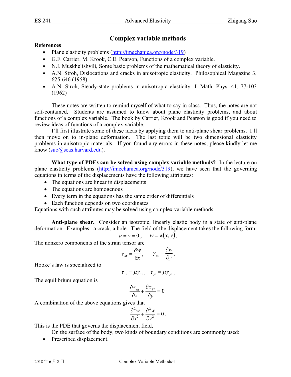 ES 241 Advanced Elasticity Zhigang Suo s1