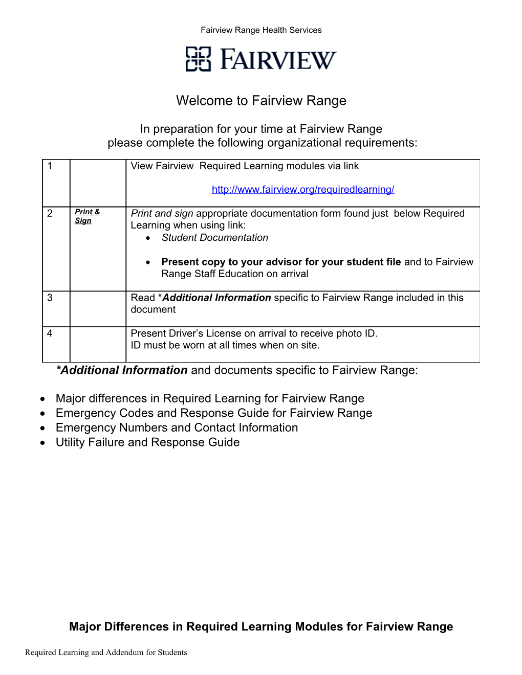 Fairview Range Health Services