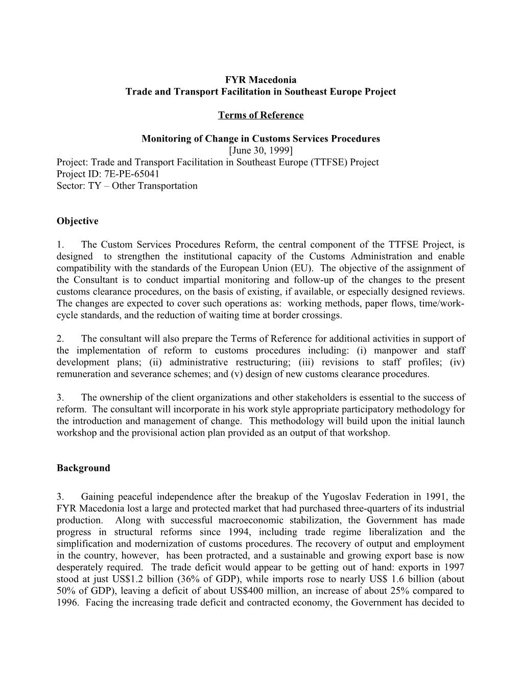 Trade and Transport Facilitation in Southeast Europe Project