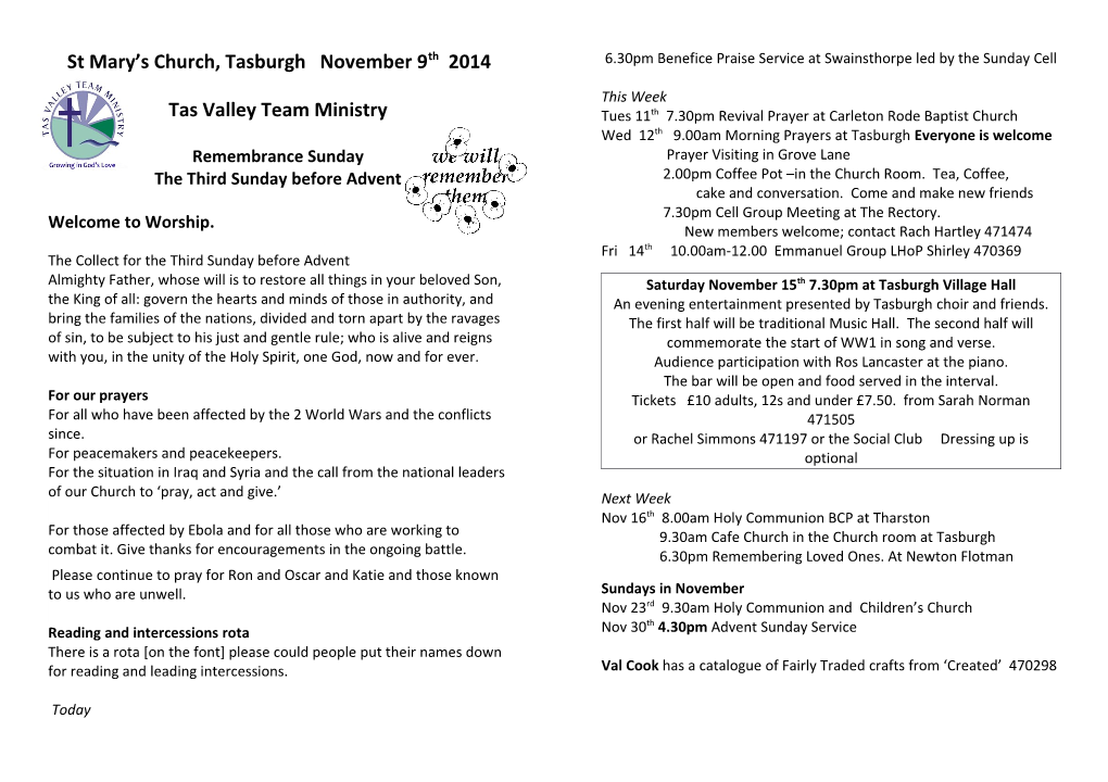 The Upper Tas Valley Benefice