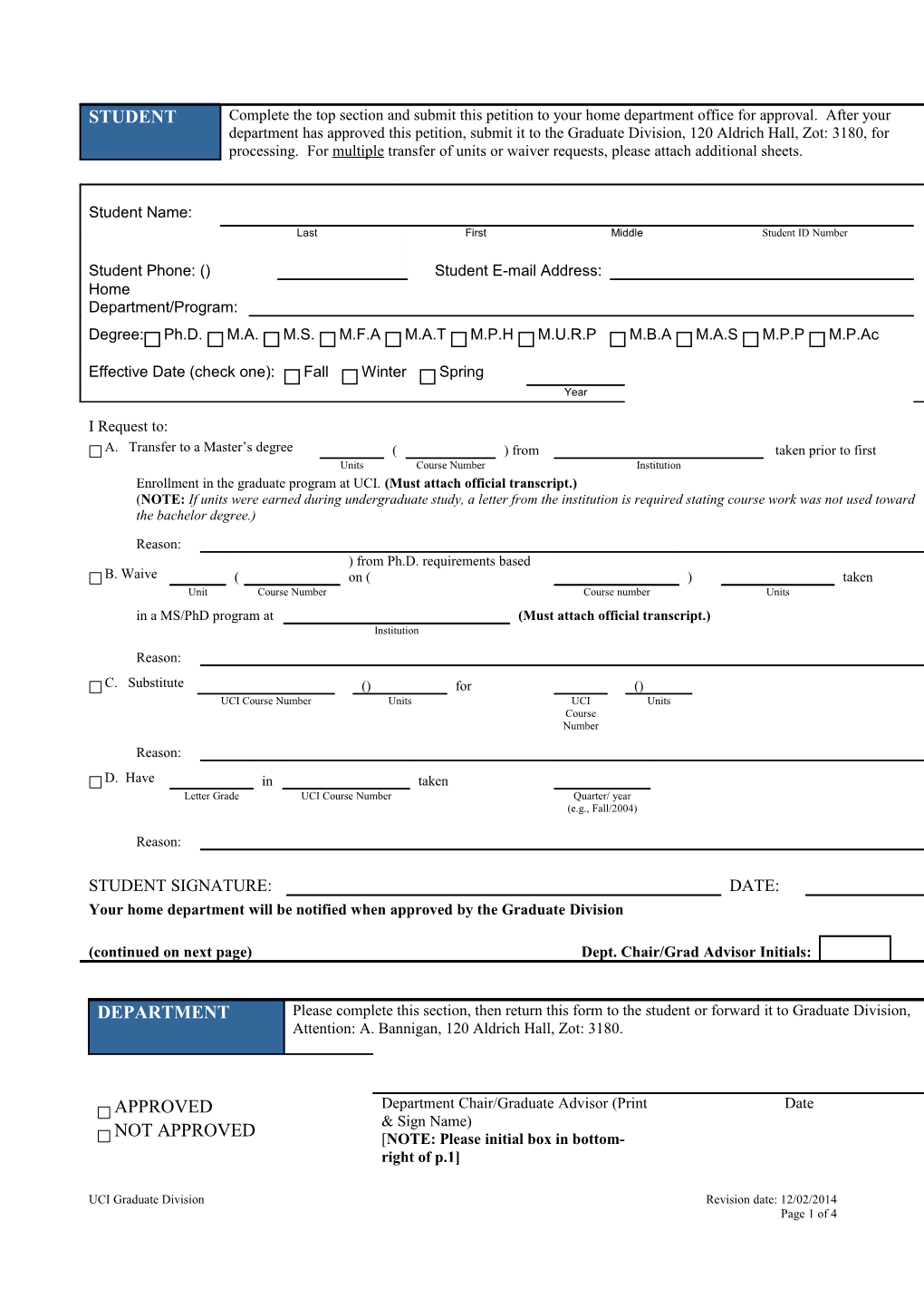 UCI Graduate Division Revision Date: 12/02/2014