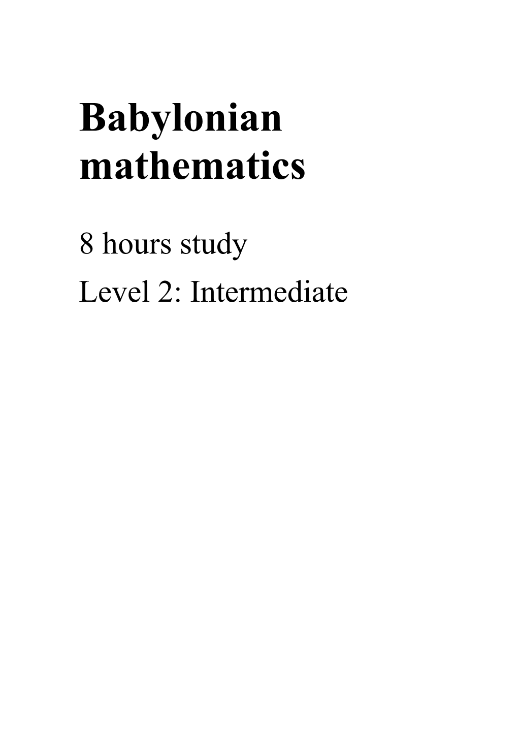 Babylonian Mathematics