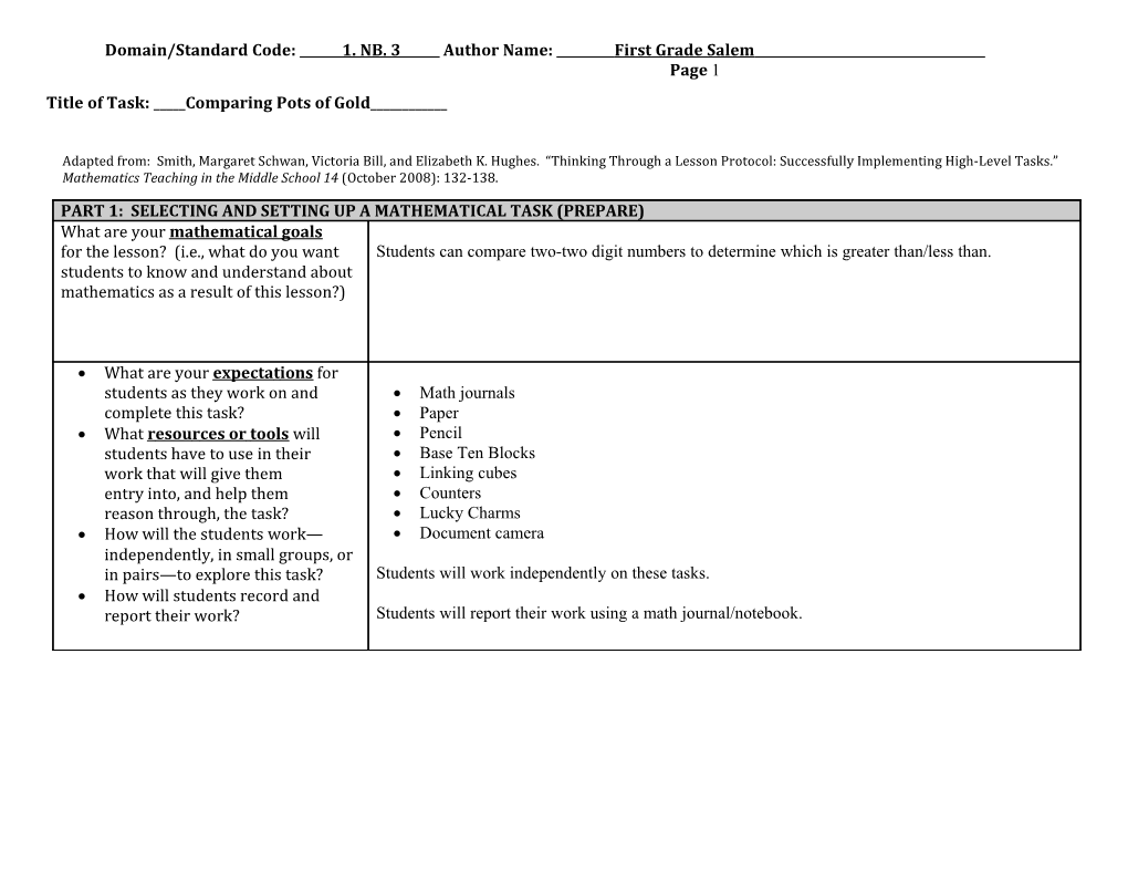 Thinking Through a Lesson Protocol (TTLP) Template