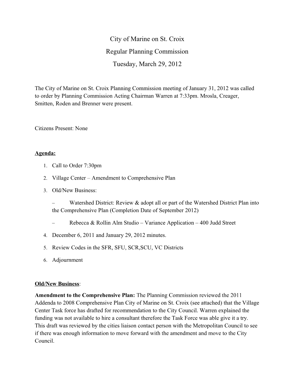 Regular Planning Commission