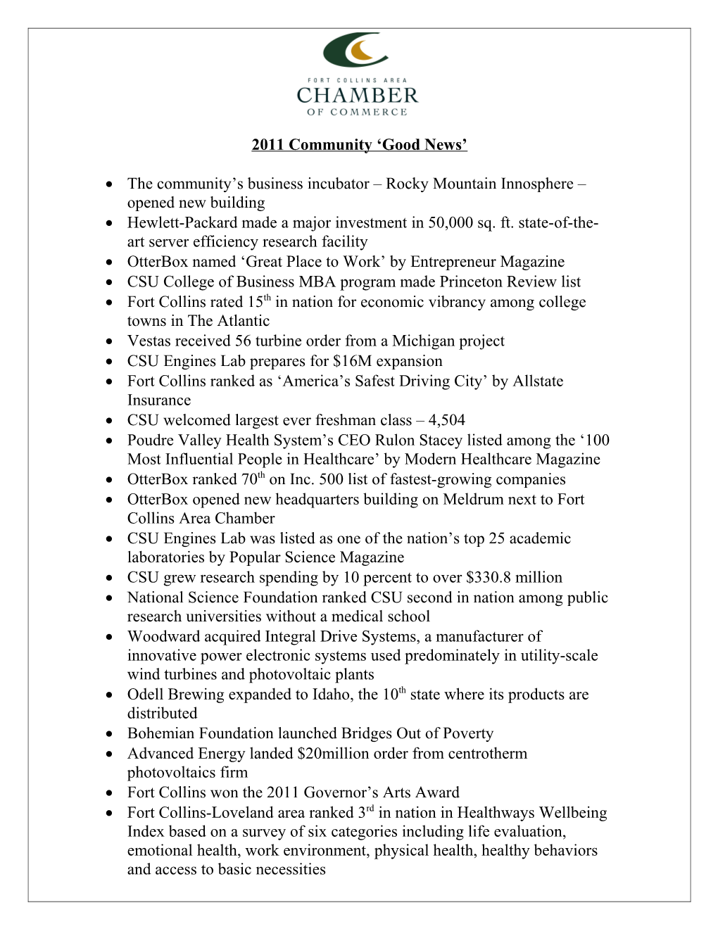 2011 Community Good News