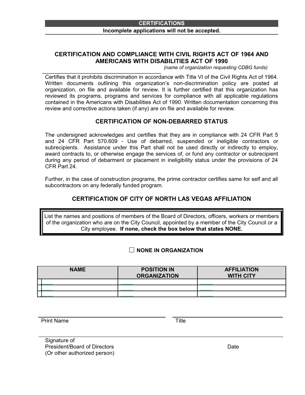 Part Xii (Attachment Xii-A) Certifications