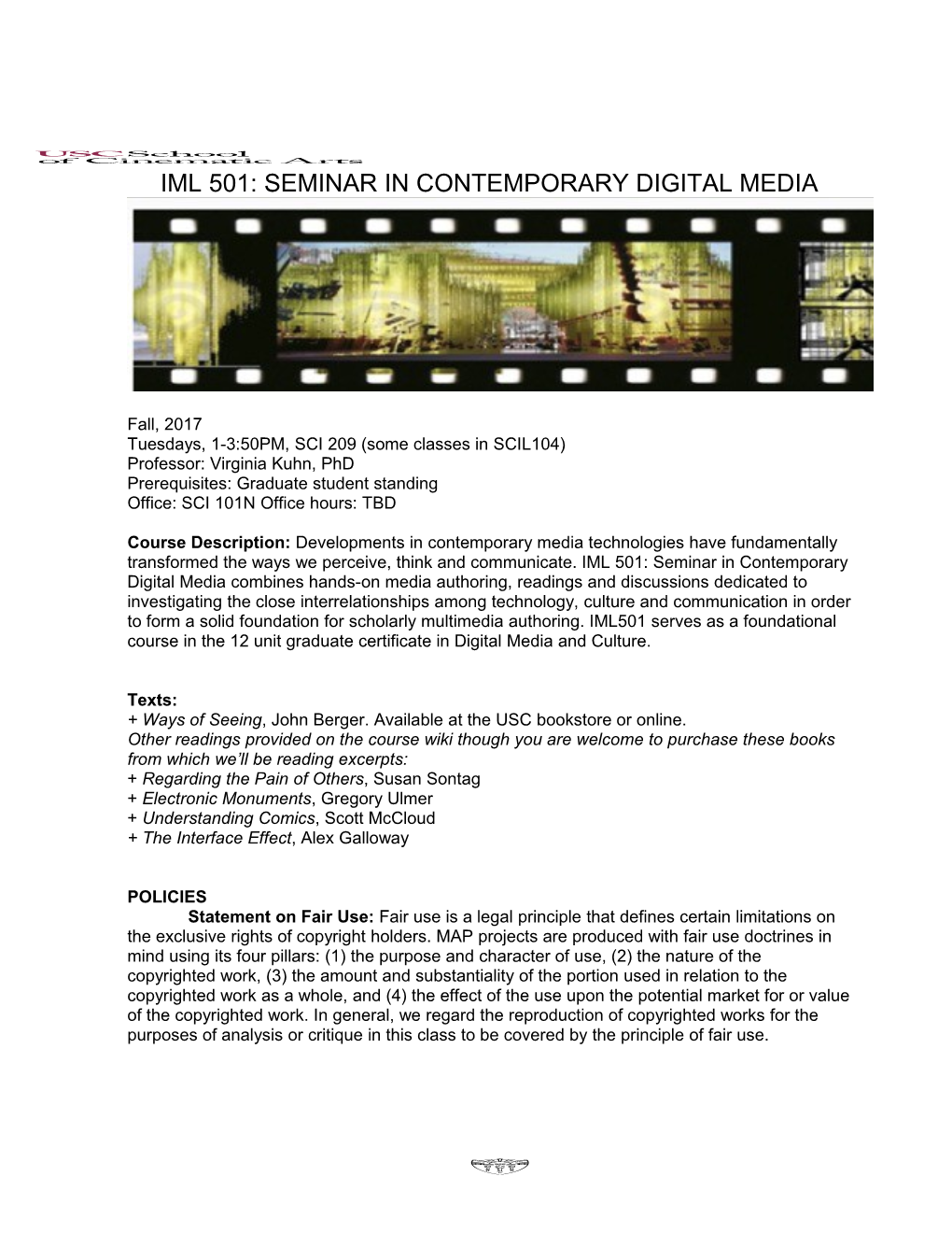 Iml 501: Seminar in Contemporary Digital Media