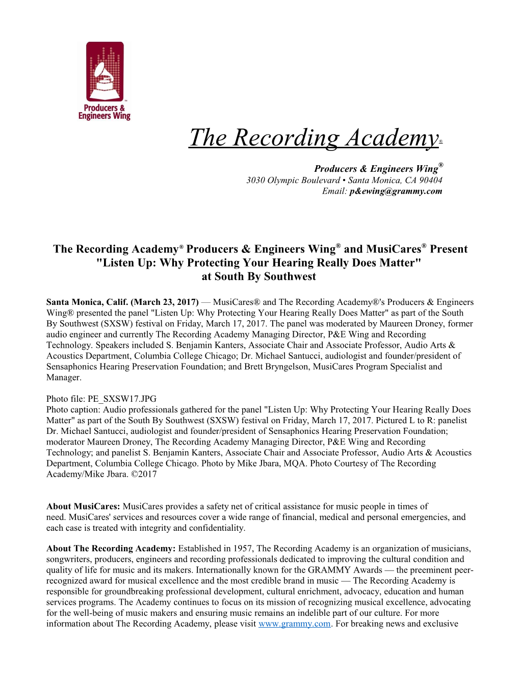 The Recording Academy Producers & Engineers Wing and Musicares Present Listen Up: Why