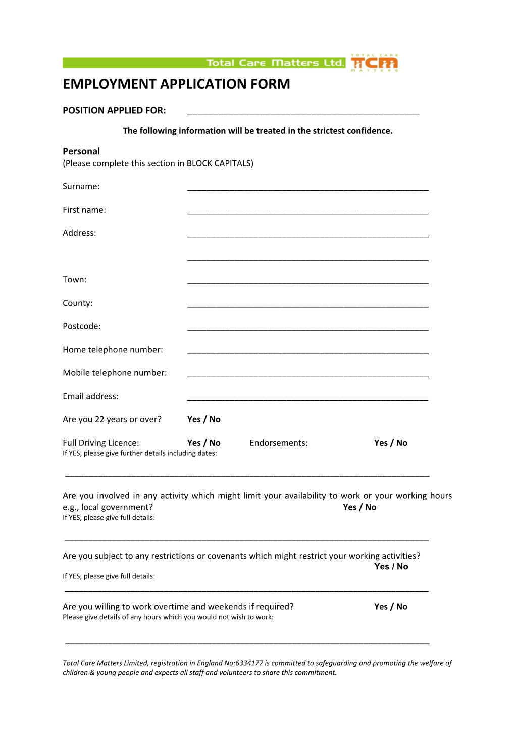 Employment Application Form s11