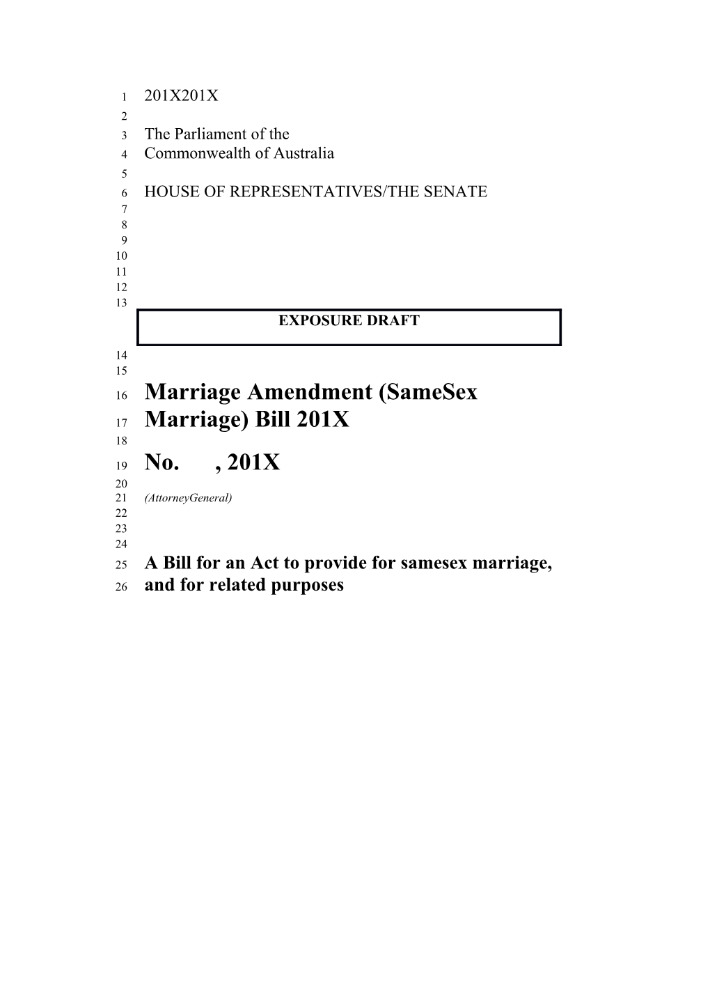 Exposure Draft Marriage Amendment