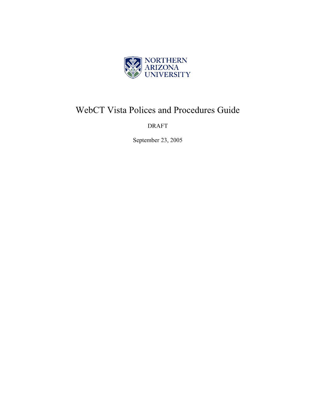Webct Vista Polices and Procedures Guide