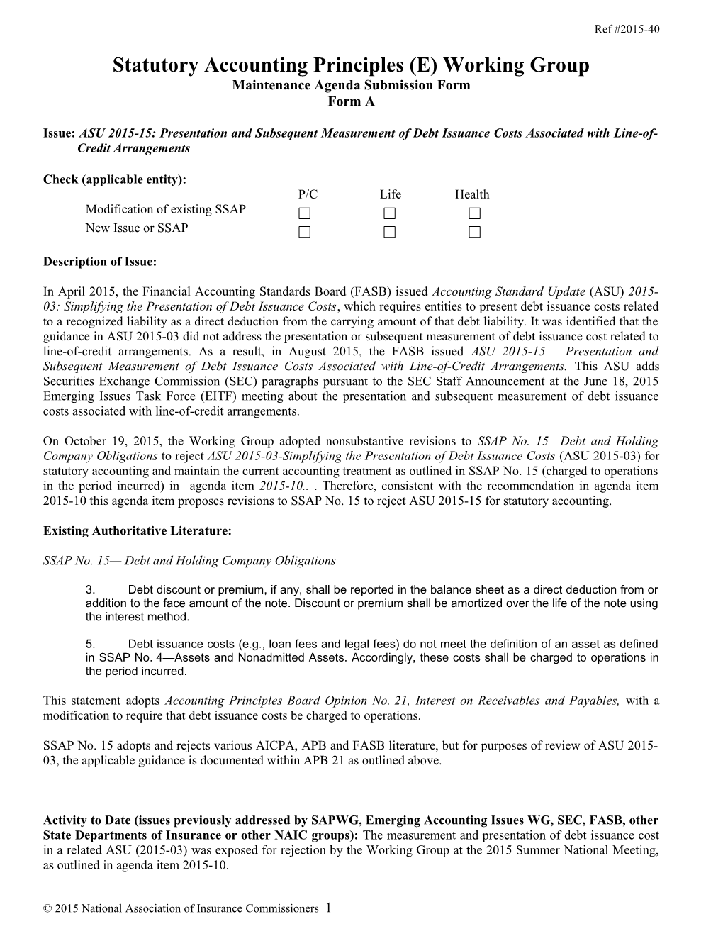 Statutory Accounting Principles Working Group