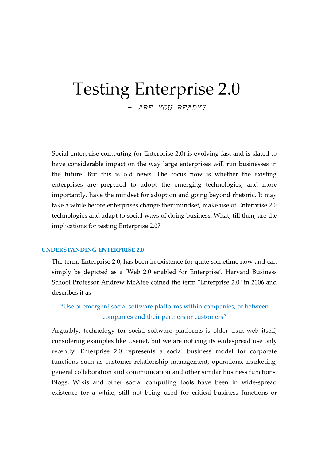 Testing Enterprise 2.0