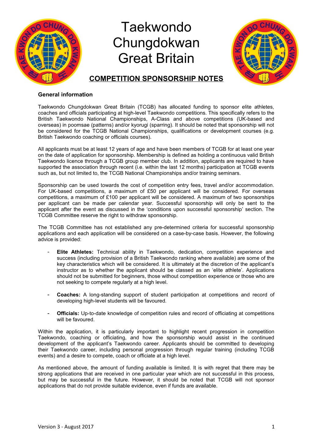 Tcgb Sponsorship Application Form