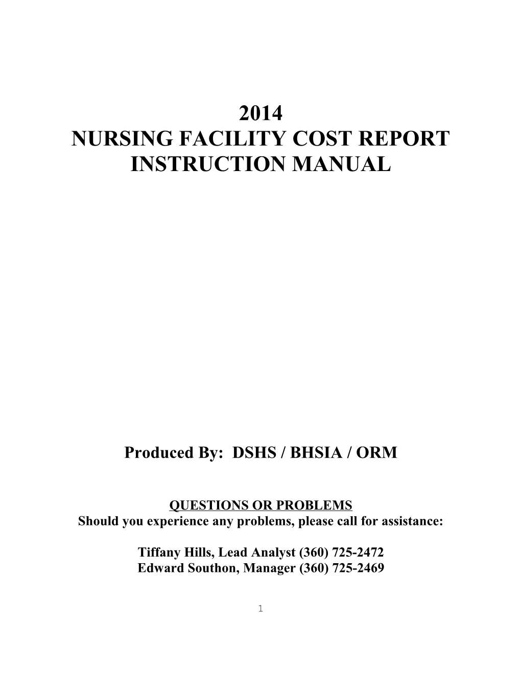 Nursing Facility Cost Report