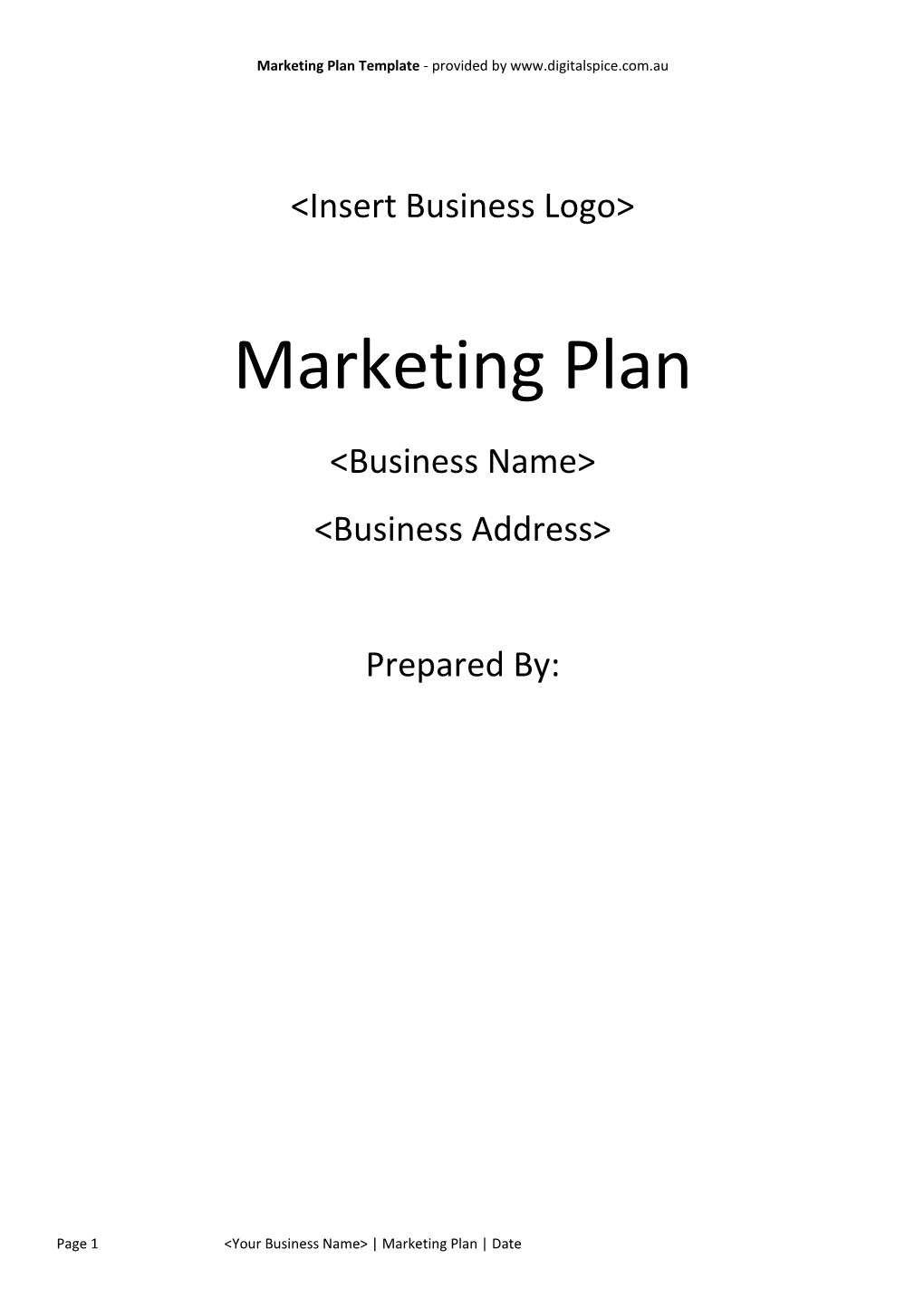 Marketing Plan Template - Provided By