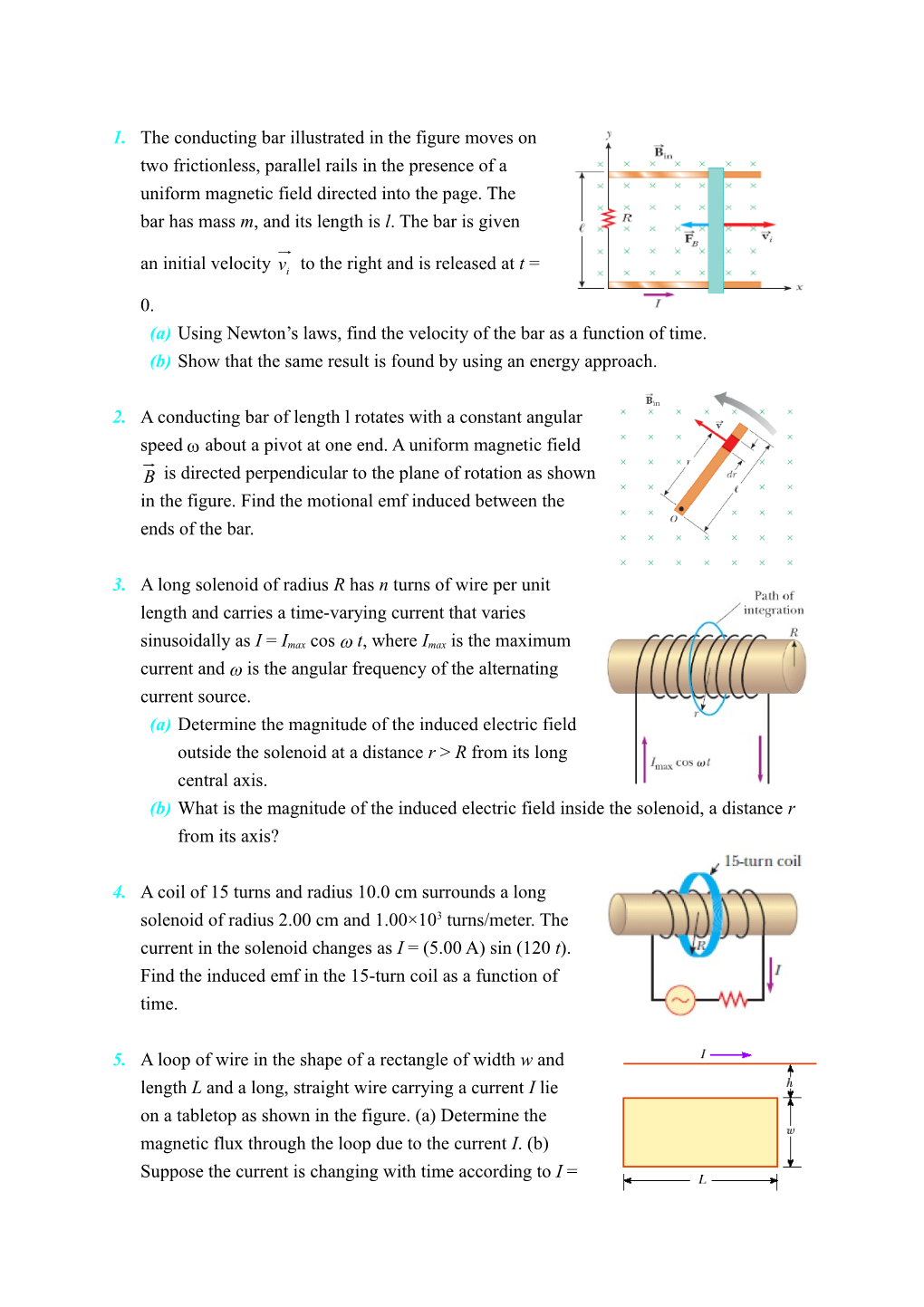 (A) Using Newton S Laws, Find the Velocity of the Bar As a Function of Time