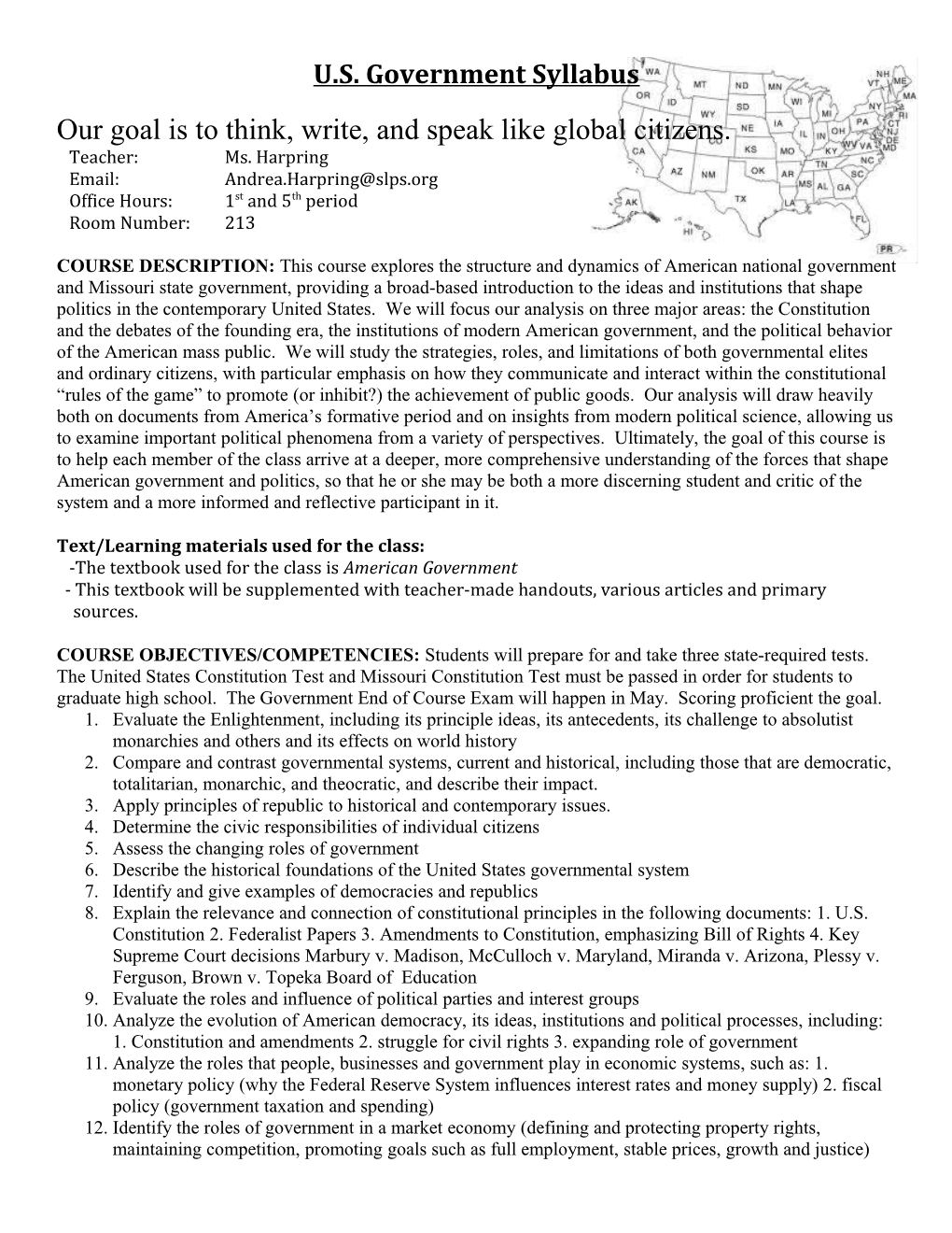 SYLLABUS CONTENTS and INFORMATION