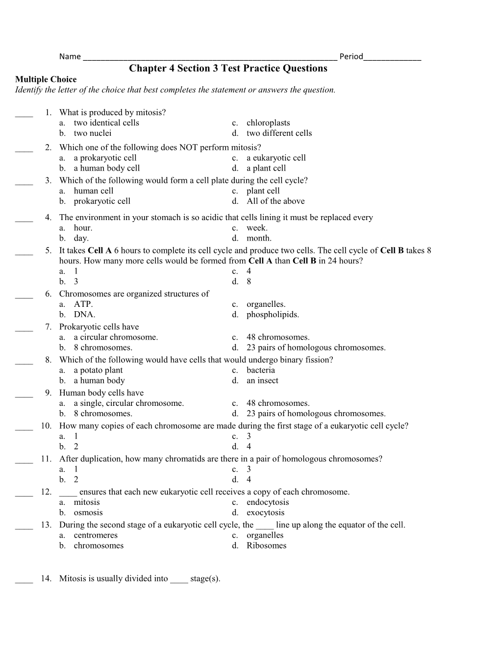 Chapter 4 Section 3 Test Practice Questions