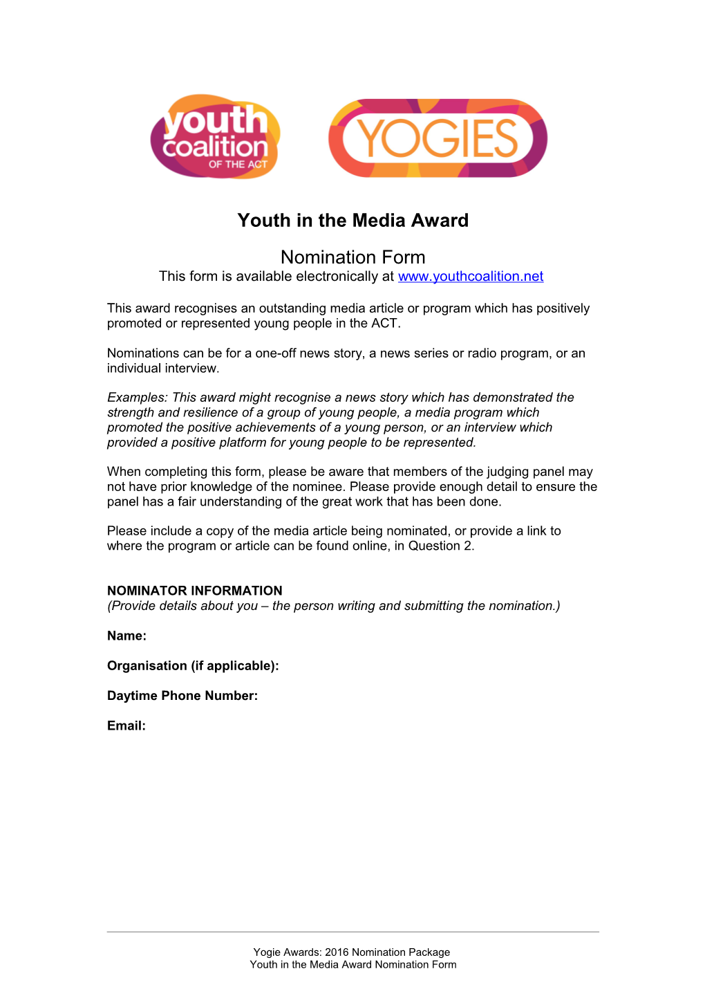 Youth in the Media Award