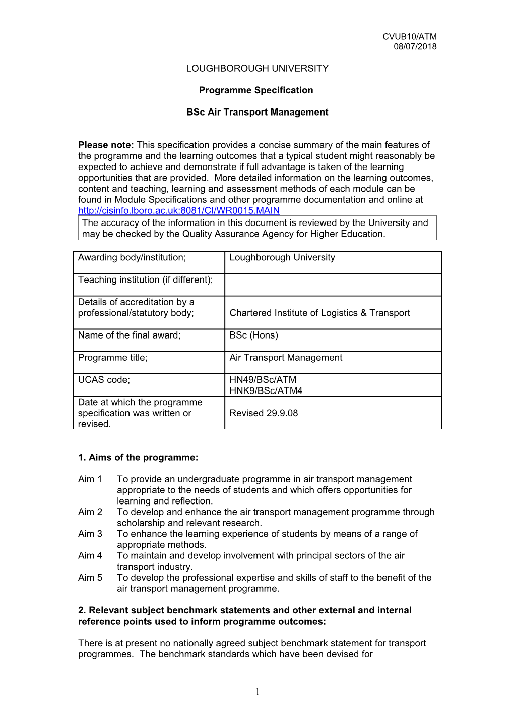 Bsc Air Transport Management