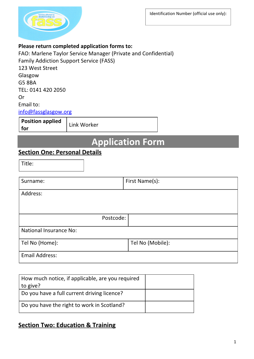 Please Return Completed Application Forms To