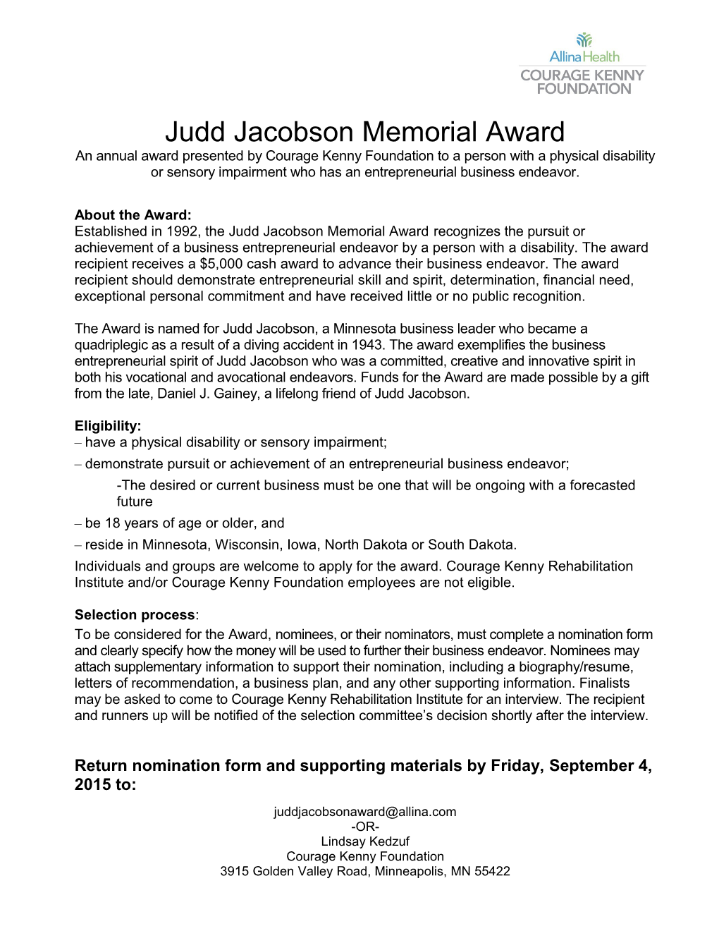 Judd Jacobson Memorial Award