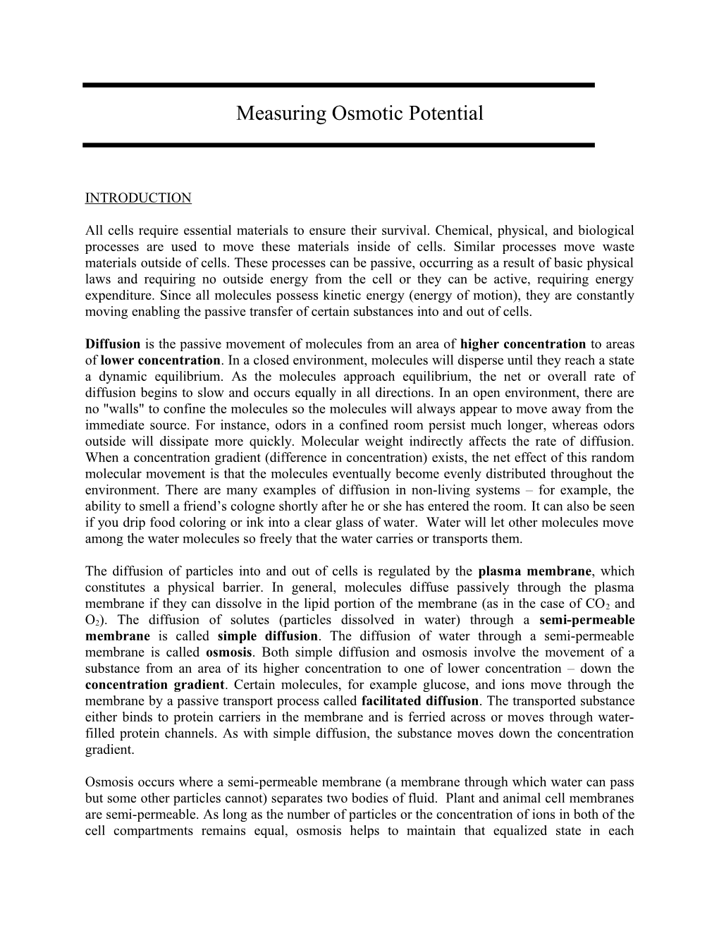 Measuring Osmotic Potential