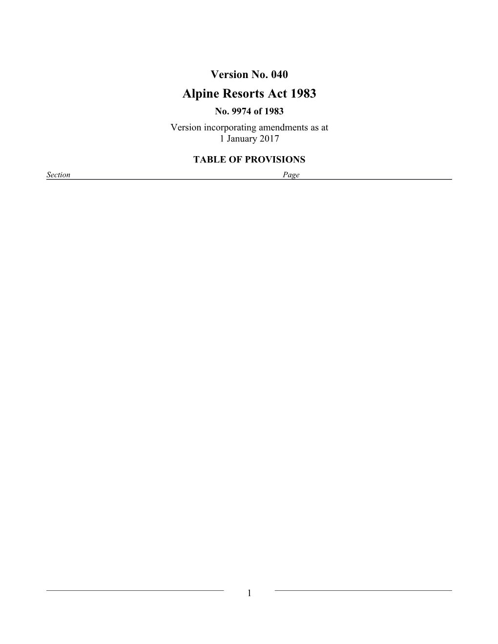 Alpine Resorts Act 1983
