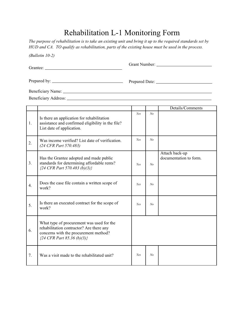 Rehabilitationl-1 Monitoringform